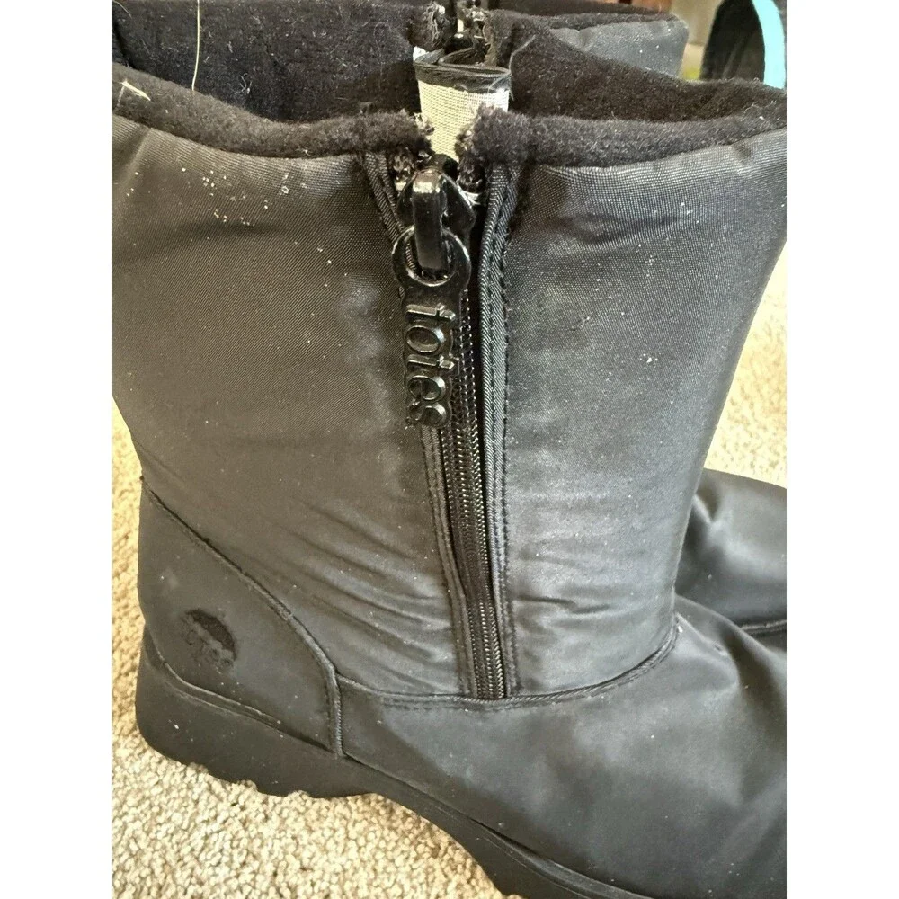 TOTES BLACK ALL WEATHER DOUBLE SIDED ZIP BOOTS LADIES 9M Rhonda
